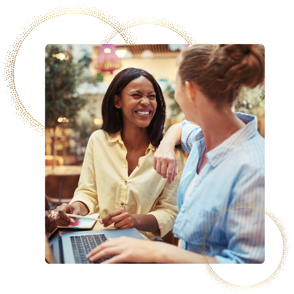 business woman smiling with gold accent (1)